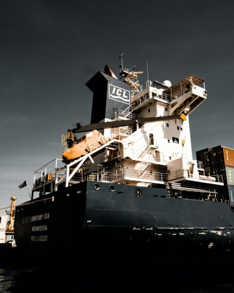 cargo ship in harbor
