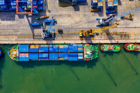 aerial photography of cargo ship