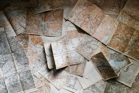 assorted map pieces