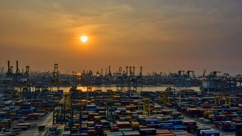 seaport during golden hour